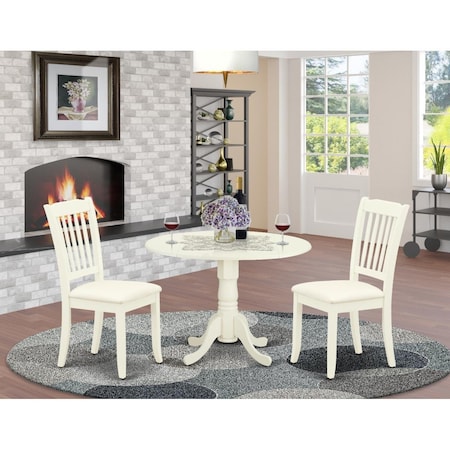 East West Furniture 3 Piece Dublin Dinette Set - Linen White DLDA3-WHI-C